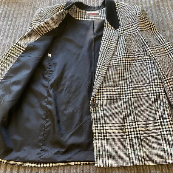 Vintage Morgan Taylor Blazer! Plaid padded jacket w/ pockets. Sz: 14 - Picture 6 of 16